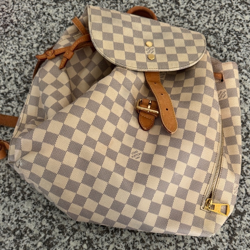 Louis Vuitton Beige and Cream Checkered Backpack